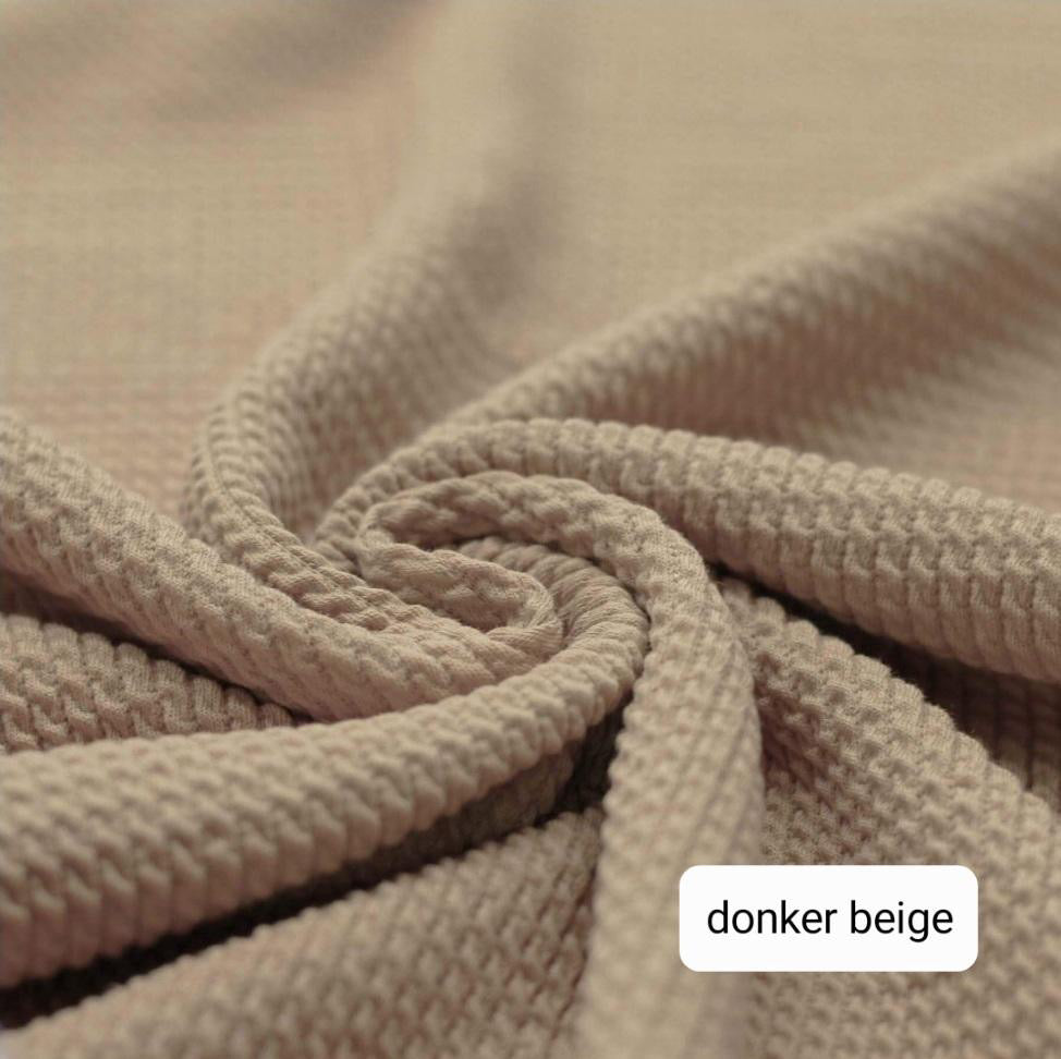 Overslagshirt - Wafelstructuur - Donker beige