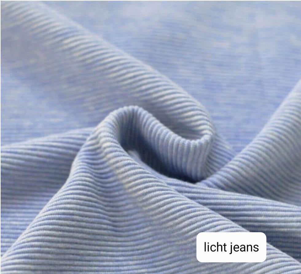 Knooptopje - Smalle rib - Licht jeans