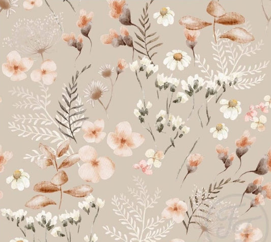 Broekje - Bloemenprint - Weidebloemen beige